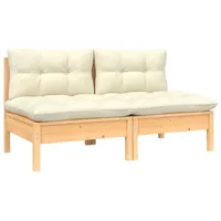 vidaXL 2-Sitzer-Gartensofa mit Kissen in Creme Massivholz Kiefer