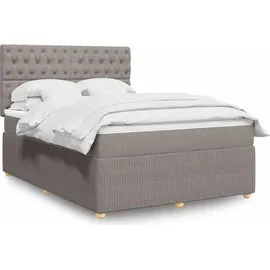 vidaXL Boxspringbett mit Matratze Taupe 140x200 cm Stoff
