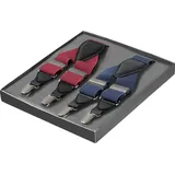 Franco Bettoni Hosenträger (Packung, 2er Pack) mit edlen Leder-Elementen blau