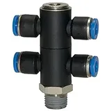 Riegler T-Mehrfachverteiler »Blaue Serie«, 4-fach, drehbar, R 1/4 a. Ã ̃6mm
