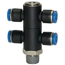 Riegler T-Mehrfachverteiler »Blaue Serie«, 4-fach, drehbar, R 1/4 a. Ã ̃6mm