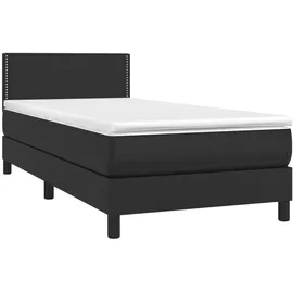 vidaXL Boxspringbett mit Matratze & LED Schwarz 100x200 cm Kunstleder