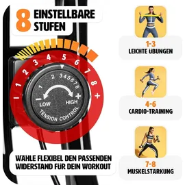 Tectake tectake® Heimtrainer klappbar, 8 Schwierigkeitsstufen inklusive Trainingscomputer und Pulsmesser