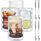 LuxusKollektion Latte-Macchiato-Glas Doppelwandige Latte Macchiato Gläser Set Borosilikatglas 4er Set 350ml