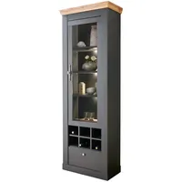 Furn.design Vitrinenschrank, grau Eiche Wotan Nachbildung,Eiche, 2 Fächer, Sockel,