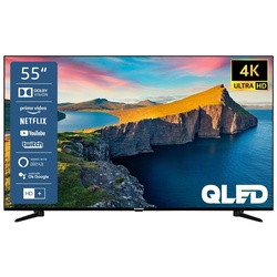 Telefunken QU55K800 QLED-Fernseher (139 cm/55 Zoll, 4K Ultra HD, Smart TV, HDR Dolby Vision, WCG, Triple-Tuner, Bluetooth, HD+ 6 Monate inkl) schwarz