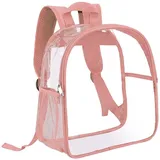 Perfeclan Transparenter PVC-Rucksack, Mini-Rucksack, wasserdicht, lässiger Rucksack, Kleiner Organizer, Schultasche für Damen und Herren, Schwimmen, Festival, Rosa