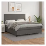 vidaXL Boxspringbett mit Matratze Grau 180x200 cm Kunstleder
