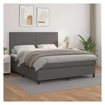 vidaXL Boxspringbett mit Matratze Grau 180x200 cm Kunstleder