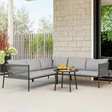 Outsunny Gartenmöbel Set Polyrattan Lounge-Set mit Ecksofa Tisch Kissen wetterfest Sitzgruppe für 6 Personen Outdoor Balkonmöbel Set Gartenlounge Terrassenmöbel für Garten Balkon Dunkelgrau Aosom