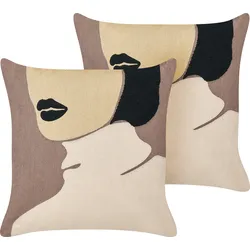 Dekokissen 2er Set SILPHIUM Baumwolle 45 x 45 cm Braun Abstraktes Muster