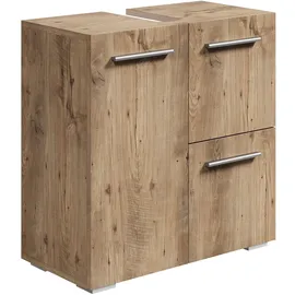 Badplaats B.V. Badplaats Waschbeckenunterschrank Mars 60 x 30 cm Kastanien Eiche - Stehender Badezimmerschrank mit 2 Türen und 1 Schublade