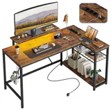 BESTIER Gamingtisch Gaming-Schreibtisch L-Form mit LED, 106/133/147 × 50 cm Computertisch