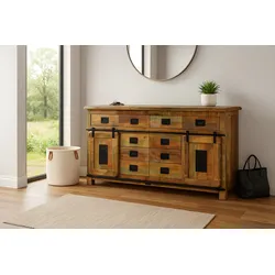 Sideboard Kommode Mango massiv vielfarbig 200 x 90 x 45 cm LIBRO