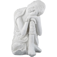 Relaxdays Buddhafigur Ruhende Buddha Figur 60 cm weiß