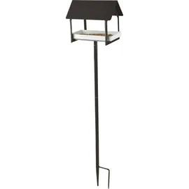 Esschert Design Futterhaus, auf Stab, anthrazit/ weiß; FB408 Vogelhäuschen