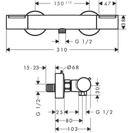 Hansgrohe Ecostat Element - Duschthermostat Aufputz mit EcoStop+, Duscharmatur mit Sicherheitssperre (SafetyStop) bei 40° C, Thermostat für Dusche, 13346670