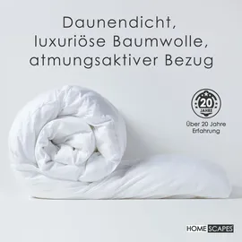 Homescapes Winterbettdecke 230x220 cm Entenfedern Daunen, Wärmeklasse 4, - Weiß