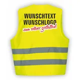 Fassbender-Druck WARNWESTEN - personalisierte Sicherheitsweste GELB Warnweste EN ISO 20471 / Wunschtext oder Logo//Text nach Wunsch - Warn Weste bedruckt und hochwertigen Reflektorstreifen - XXL