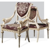 Casa Padrino Esszimmerstuhl Luxus Barock Esszimmer Stuhl Set Lila / Silber / Weiß / Gold 62 x 74 x H. 103 cm - Prunkvolles Küchen Stühle 4er Set - Hotel Restaurant Schloss Möbel - Luxus Qualität - Made in Italy