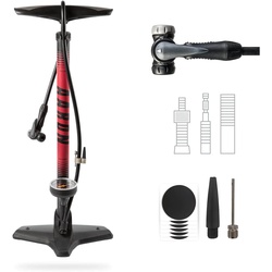 AARON Luftpumpe Sport One in Rot Fahrrad-Stand-Pumpe für alle Ventile mit Manometer