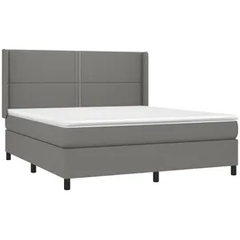 vidaXL Boxspringbett mit Matratze & LED Dunkelgrau 180x200 cm Stoff