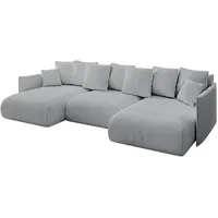 altdecor Ecksofa Cord 6-Sitzer Grau