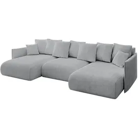 altdecor Ecksofa Cord 6-Sitzer Grau