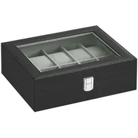 Songmics Uhrenbox schwarz, grau 25,5 x 20,2 x 7,8 cm, 1 St.