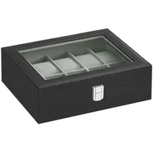 Songmics Uhrenbox schwarz, grau 25,5 x 20,2 x 7,8 cm, 1 St.