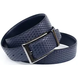Ledergürtel ANTHONI CROWN, Damen, Gr. 105, blau (dunkelblau), Leder, unifarben, gemustert, elegant,klassisch,modisch, Gürtel, Klassischer Wendegürtel eine Seite Flechtoptik