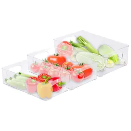 Rosenstein & Söhne 3er-Set Kühlschrank-Organizer, stapelbar, in 3 Größen, BPA-frei