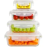 Ecosa Frischhaltedosenset 4-teilig Glas | Frischhaltedosen | Vorratsdosen | Aufbewahrungsboxen | Glasbehälter | BPA-frei | Mikrowellen-,Spülmaschinen-,Backofen geeignet