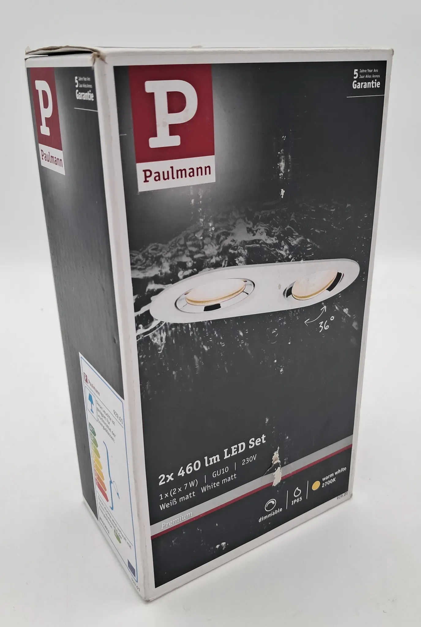 Paulmann LED Einbauleuchte weiß matt 2x7W GU10 2700K Warmweiß IP65 dimmbar schwe...