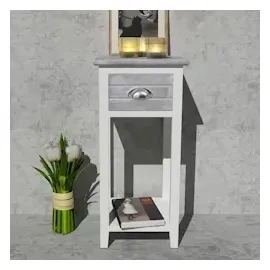 vidaXL Nachttisch mit 1 Schublade Grau/Weiß