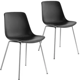 Tectake Esszimmerstuhl Mave Kunststoff schwarz 2er Set