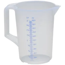 Hünersdorff Messkanne 2000 ml, PP, 2 Skalen geschlossener Griff, transparent