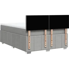 vidaXL Boxspringbett mit Matratze Hellgrau 140x200 cm Stoff