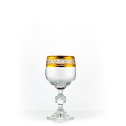 Crystalex Weinglas Claudia Gold Weingläser Weißweingläser / Rotweingläser, Kristallglas, Kristallglas, gold Rand, gold Gravur 190 ml - Ø 7.2 cm x 14.4 cm