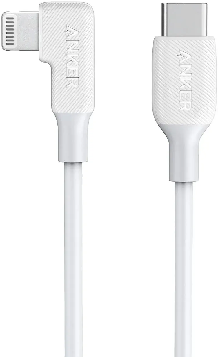 Anker USB-C auf 90 Grad Lightning Ladekabel 90cm, MFi-Zertifiziert, unterstützt Power Delivery für iPhone SE / 11 Pro/X/XS/XR / 8 Plus/AirPods Pro, iPad 8, iPod Touch, und mehr(Weiß)