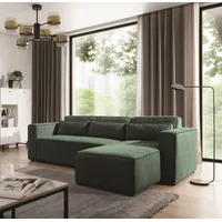 Fun Möbel Ecksofa Schlafsofa WALDO in Stoff, inkl. 3 Rückenkissen, inkl. Schlaffunktion mit Bettkasten grün
