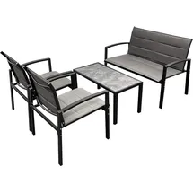 Expo-Börse Kynast Garten Lounge Garnitur Metall 4-teilig schwarz grau Textilbezug