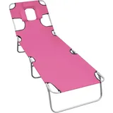 vidaXL Sonnenliege Klappbar mit Kopfkissen Gartenliege Strandliege Freizeitliege Gartenmöbel Liege Campingliege Relaxliege Stahl Magento Rosa