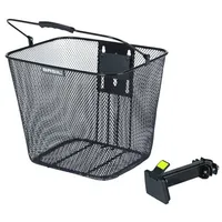 Basil Einkaufsshopper Bilbao, 10 l, Fahrradkorb vorne mit BasEasyStem EC Halter für Lenker 10L Lenkerkorb schwarz