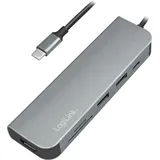 Logilink USB-C Hub HDMI PD Kartenleser, USB 3.2 Gen 1x1, Alu