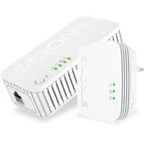 Strong - Powerline WiFi 1000 Set Mini - Powerline Adapter 600 Mbps + WLAN Adapter 750 Mbps - Highspeed-Internetzugang - 300 m Reichweite - Für alle Boxen/Router - Hotspot + Ethernet - weiß