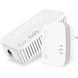 Strong - Powerline WiFi 1000 Set Mini - Powerline Adapter 600 Mbps + WLAN Adapter 750 Mbps - Highspeed-Internetzugang - 300 m Reichweite - Für alle Boxen/Router - Hotspot + Ethernet - weiß