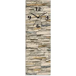 Wanduhr ARTLAND "Braune alte Ziegelmauer", beige (natur), B:20cm H:60cm T:1,8cm, Wanduhren, wahlweise mit Quarz- oder Funkuhrwerk, lautlos ohne Tickgeräusche