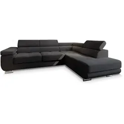 MASSENO Ecksofa Apiro – Schwarzes Ecksofa mit Schlaffunktion