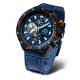 Vostok Europe Almaz Space Station Herren Uhr Multifunktion mit Lederarmband, schwarz/blau, Armband